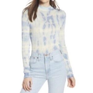 EUC Something Navy Tie Dye Ribbed Mock Neck Sweater XXS